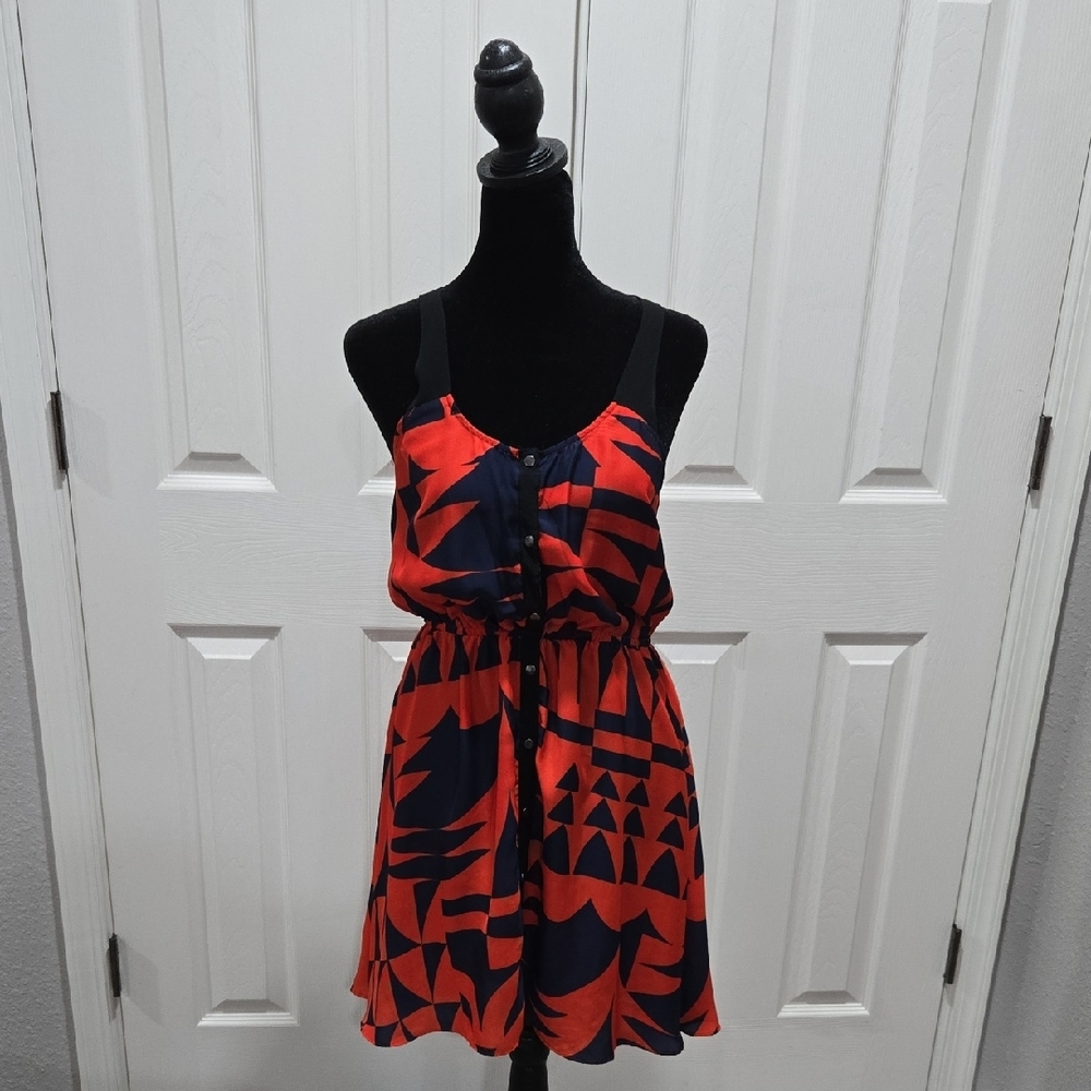 Red and Black Geometric Dress